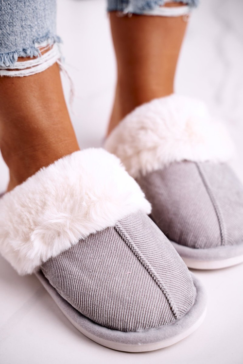 Women's Slippers With Fur Grey Homely