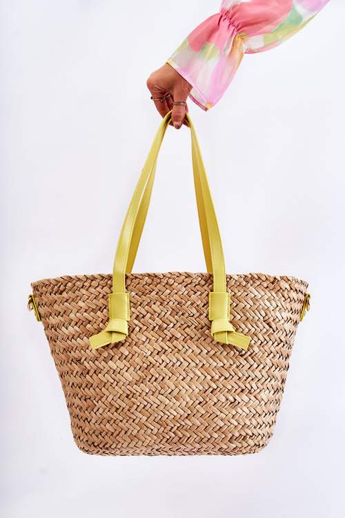 Braided Beach Bag NOBO XM0020-C002 Beige-yellow