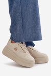 Damskie Buty Sportowe Sneakersy Masywna Podeszwa Beżowe Ardiela