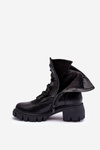Women's Leather Boots with Lace Up Black Doreli