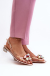 Transparent sandals with low heel and pink gold ornament D&A MR38-368
