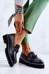 Leather Shoes Snake With Ornament Black Adison