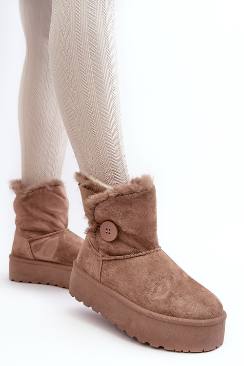 Women's Platform Snow Boots with Faux Fur Beige Wikasem