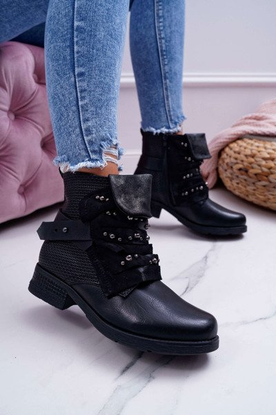 Women's Flat Heel Boots Warm Black Debra