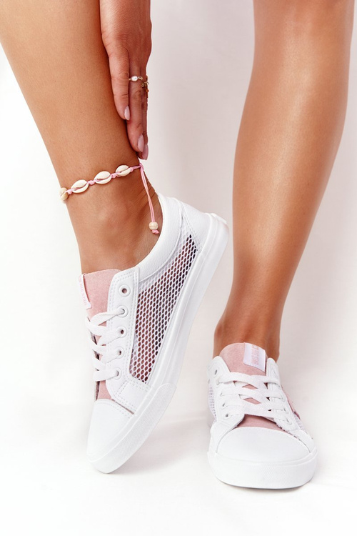 Trampki Z Siateczką Big Star Biało-Różowe DD274688