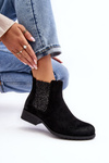 Women's Ankle Boots on Flat Heel Black Sauamia