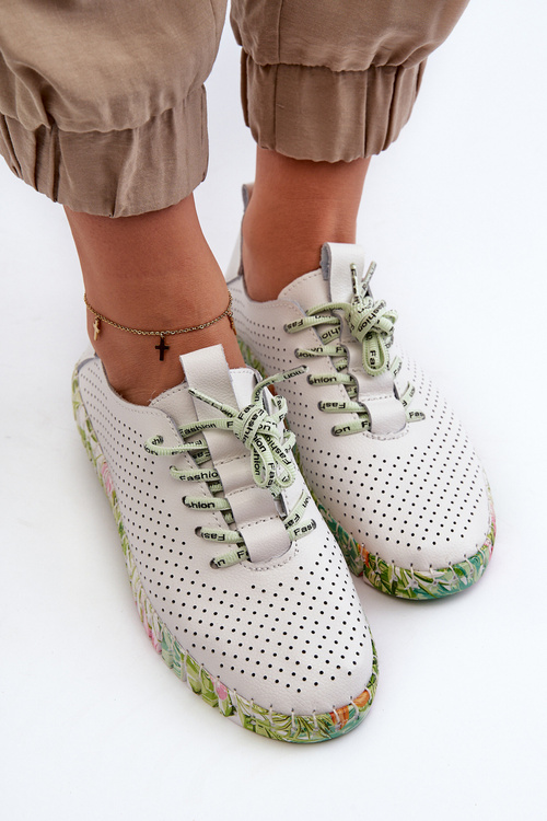 Półbuty Sznurowane Skóra Naturalna Białe Farnalea