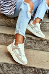 Buty Sportowe Sneakersy Big Star Biało-Beżowe GG274657