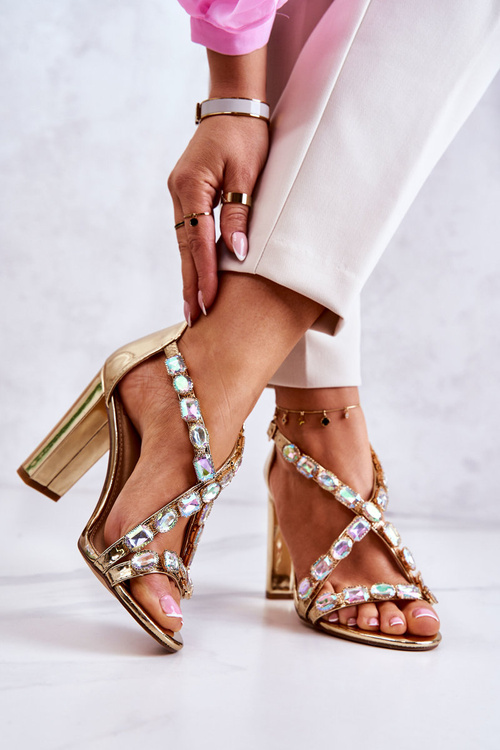 Women's Sandals On High Heel Lu Boo Gold 8258-1 Vernee