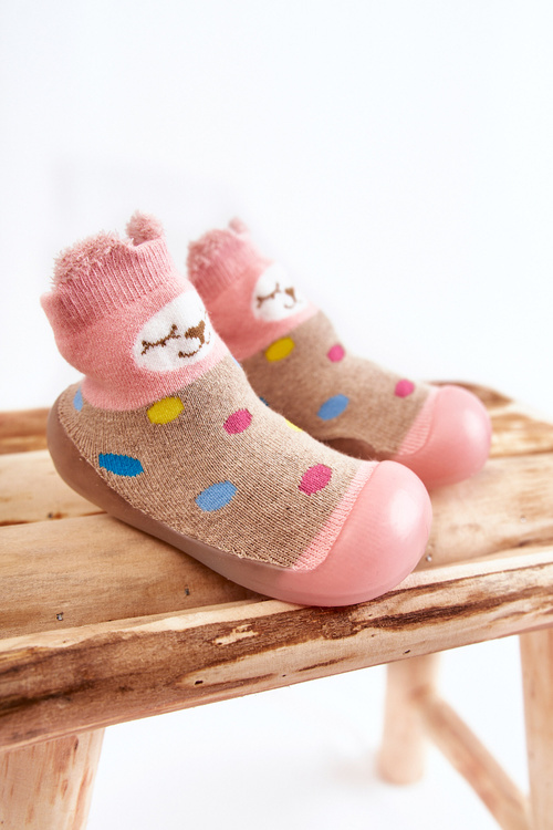 Papcie Niechodki Dziecięce Beżowo-Różowe Befado 002P019