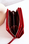 Large Leather Wallet On Zipper Red Loreaine