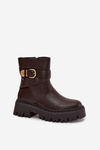 Insulated Women's Boots with Gold Buckle Chocolate Elanore