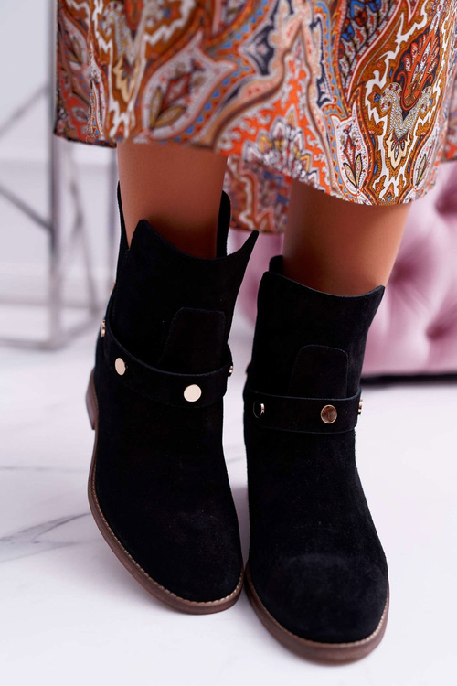 Laura Messi 1890 Leather Suede Women's Boots Black Darmah