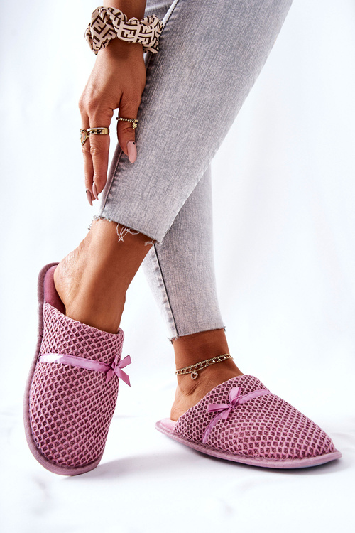 Women's Slippers With Bow Pink Evira