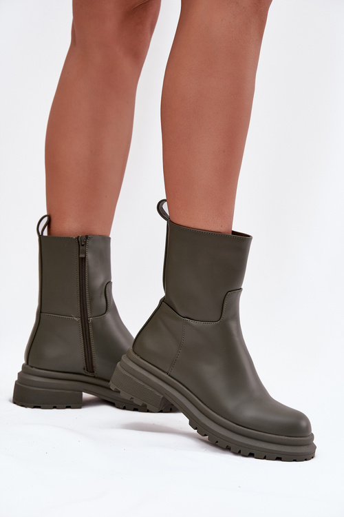 Women's Platform and Flat Heel Boots Green Levira