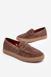 Men's Suede Loafer Shoes Zazoo 1574 Dark Beige