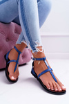 Lu Boo Sandals Roman Flip Flops Lento Navy Blue
