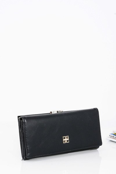 Beautiful Ladies Black Latch Large Wallet