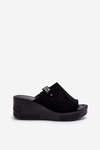 Women's Black Wedge Sandals Vleni