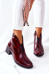 Skórzane Ocieplane Botki Na Obcasie Maciejka 04777-23 Bordo