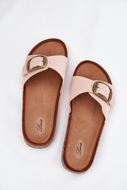 Women's sandals with buckle on cork platform pink Zavira
