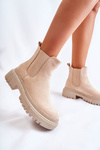 Suede Slip On Worker Boots Beige Lorea 