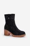 Warm Women's Ankle Boots With Heels Black Vailia
