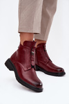Insulated Women's Ankle Boots with Zip Decorative Detail Bordeaux Roselle