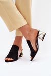 Ladies Slippers On Golden Heel Black Tessira