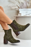 Insulated women's ankle boots on heel dark green Radeya