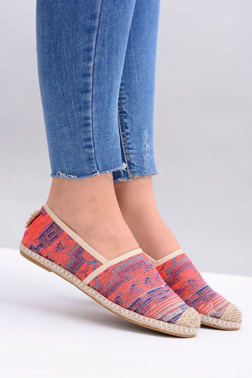Lu Boo | Damskie Wsuwane Lniane Espadryle Aztec Koral Bimbi
