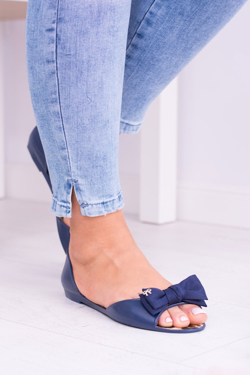 Navy Blue Rubber Women's Cocard Ballerinas Victoria