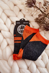 Women's Two-Color Socks With Stripes Graphite-Orange