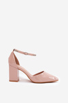 Patented pumps with pointed toes on a heel beige Nossabel