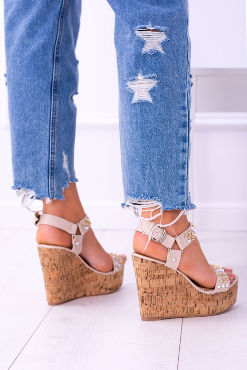 Lu Boo Beige Women's Valeria Studded Sandals