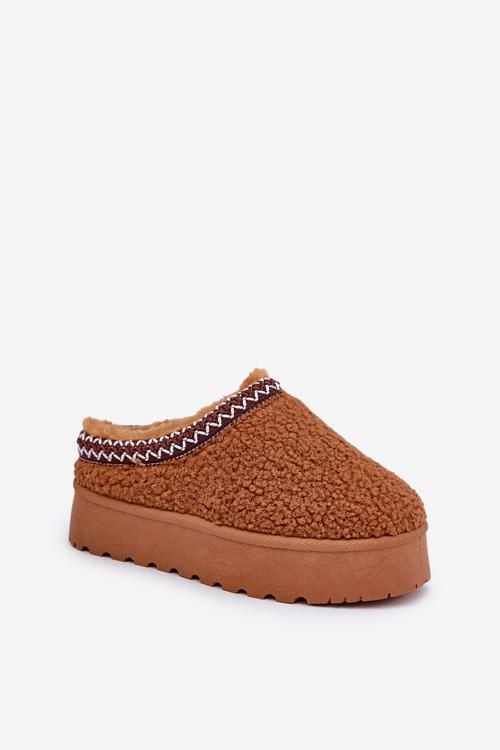 Snow Boots Slippers On A Platform With Sheepskin Camel Ovirissa