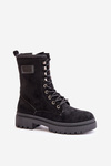 Women's Zip Up Worker Boots Made Of Eco Suede Black Savalann
