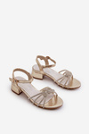 Girls' low-heeled sandals with zircons Gold Ollna
