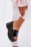 Lacquered Women's Sandals On Platform And Wedge Black Nellevia