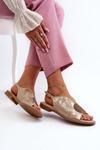 Women's sandals with ornament on flat heel S.Barski KV24-057 Golden