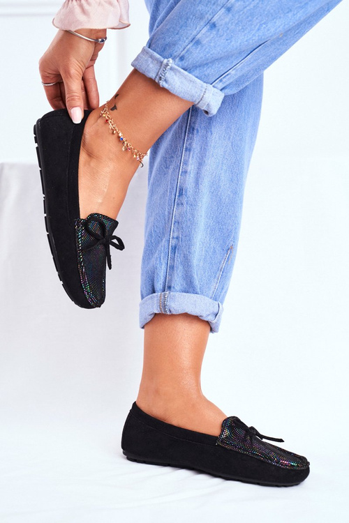 Women's Suede Moccasins S.Barski A199 Black