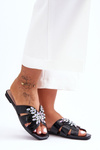Women's Decorated Stones Slippers S.Barski 617-22 Black 