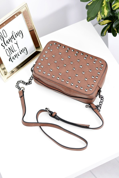 Women's Handbag Brown Letter Bag with Studs