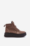Women's Lace-Up Boots with Leather Embellishment Dark Beige Nicole 2833