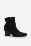 Cowboy Ankle Boots With Heel Eco Suede Black Arabelline