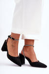 Suede Pumps with Decorative Strap Black Lirosa