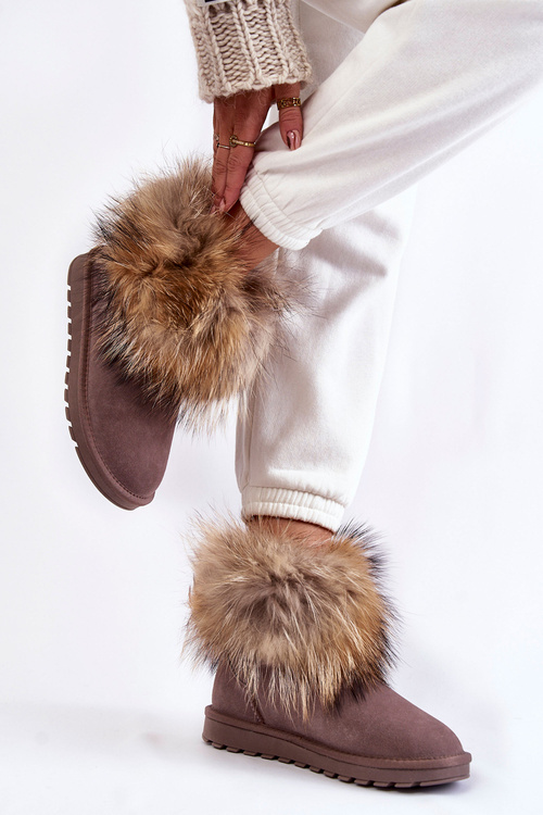 Women's Suede Snow Boots With Fur Grey Alexa
