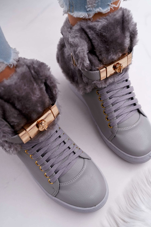 Lu Boo Gray Boots with Fur Gisele
