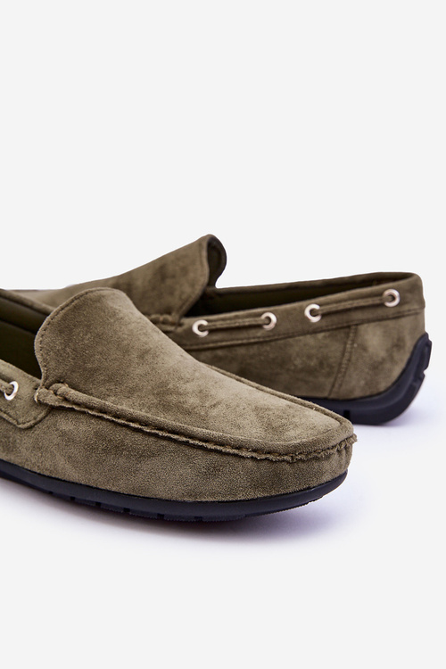 Mokasyny Męskie Zamsz Wsuwane Zielone Rayan SX201