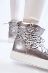 Women's Fashionable Lace-up Snow Boots Silver Carrios
